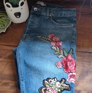 Topman Embroidered Floral Cutoff Shorts